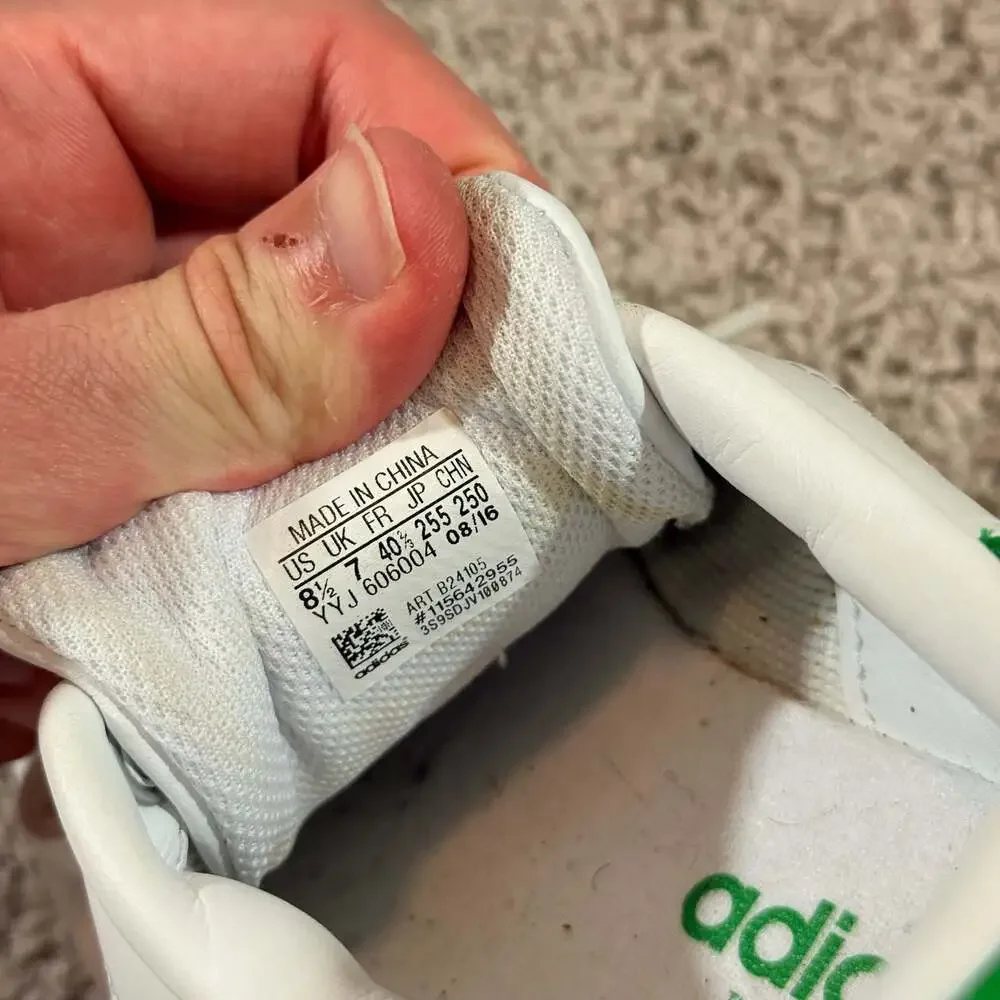 Adidas Stan Smith White Green Leather Sneakers Mens 8.5 Womens 10 EUC
